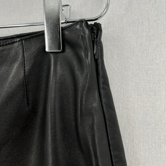 HUGO BUSCATI Vintage Leather Pants Womens 2P Black Straight Leg Mid Rise - Picture 9 of 13